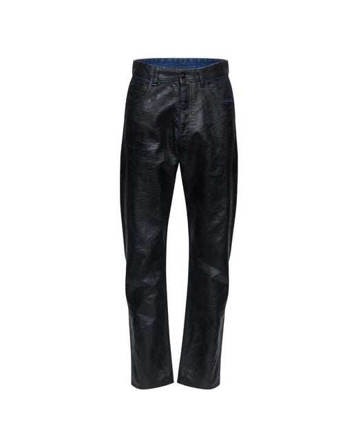 MM6 by Maison Margiela Black Leather Trousers for men