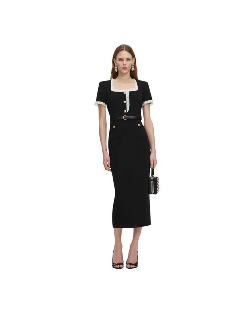 Self-Portrait Black Midi Dresses