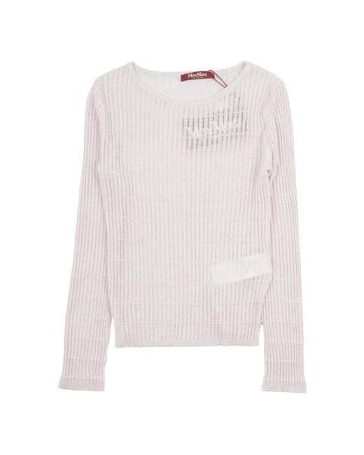 Max Mara White Round-Neck Knitwear