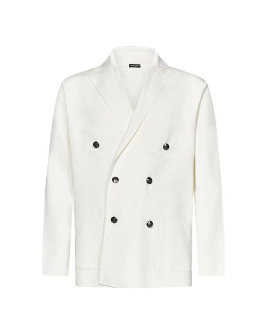 Kiton Weißer Doppelreihiger Blazer Oberbekleidung in White für Herren
