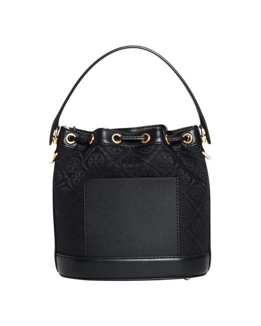 Borsa secchiello monogramma nera di Tory Burch in Black