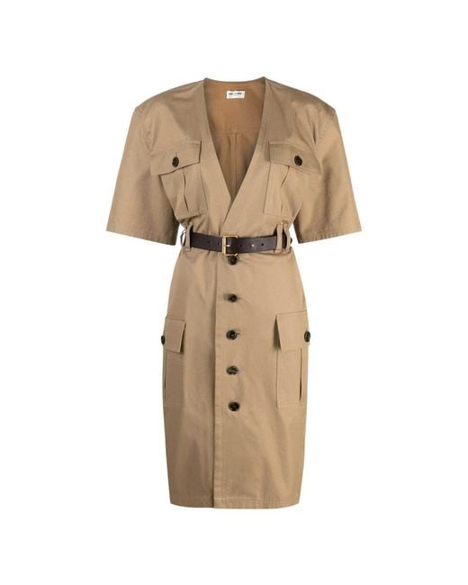 Saint Laurent Natural Short Dresses