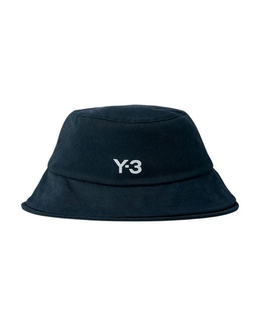Y-3 Baumwoll-Twill Logo Print Bucket Hat in Blue für Herren