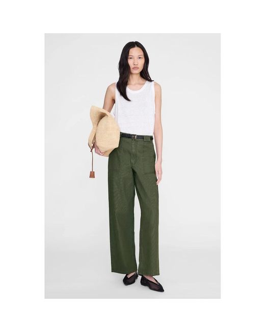Anine Bing Green Wide Trousers