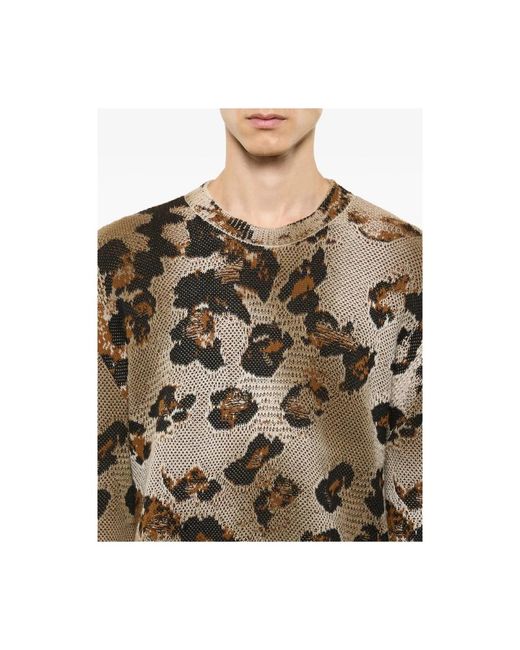 Laneus Brown Round-Neck Knitwear for men