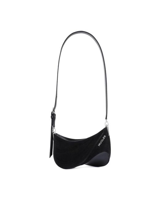 Mugler Black Curve Handbag With Adjustable Strap