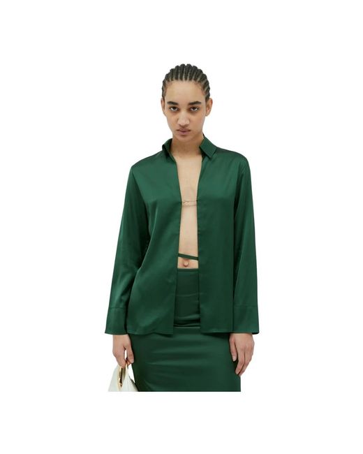 Jacquemus Green Satin-gewebe klassisches hemd