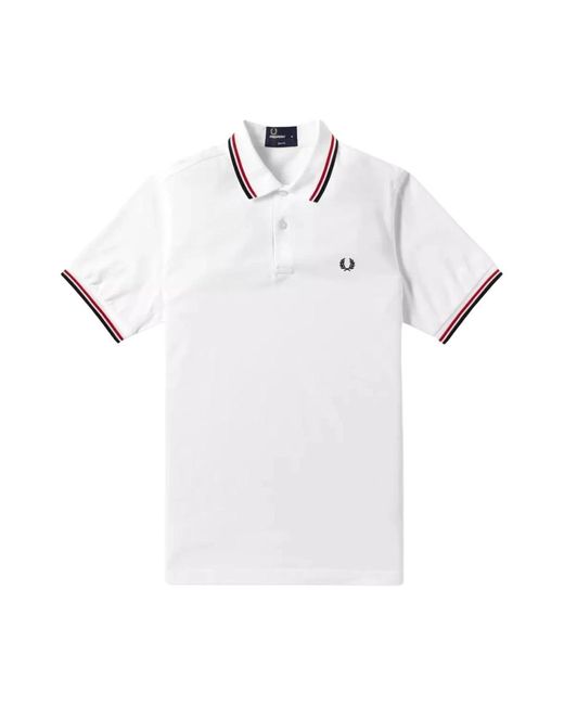 Fred Perry Slim fit twin tipped polo in White für Herren