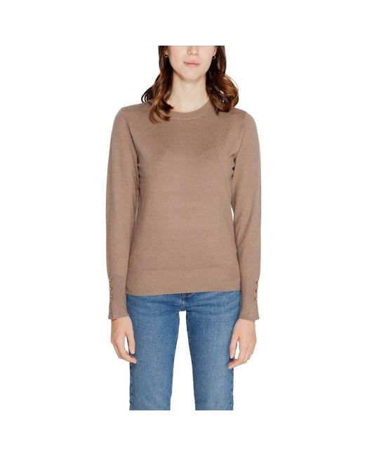 Jacqueline De Yong Round-Neck Knitwear in het Natural