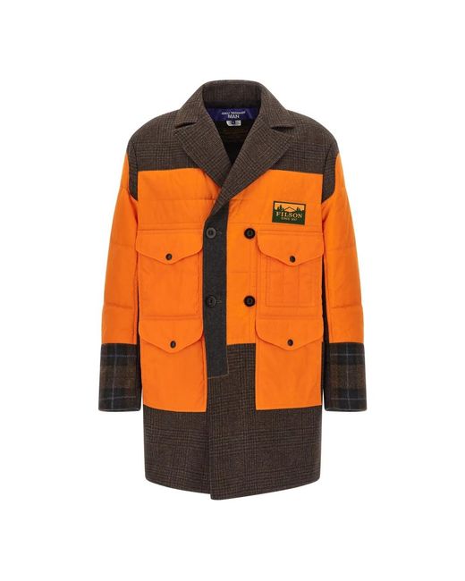 Junya Watanabe Jassen ,Veelkleurig ,Katoen Patchwork Long Coat in het Orange voor heren