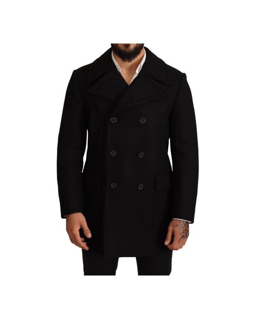 Dolce & Gabbana Black Double-Breasted Coats for men
