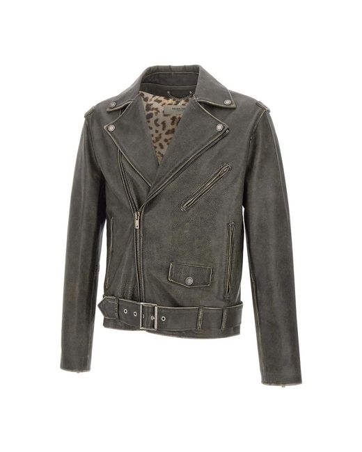 Golden Goose Deluxe Brand Gray Leather Jackets for men