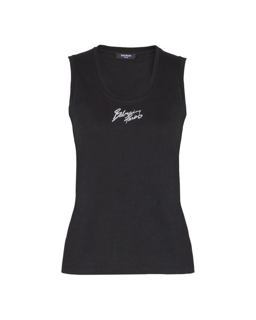 Balmain Black Sleeveless Tops