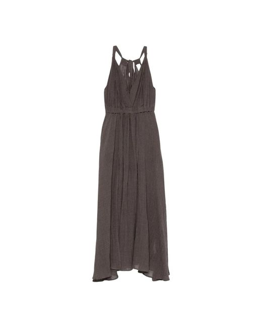 120% Lino Brown Midi Dresses