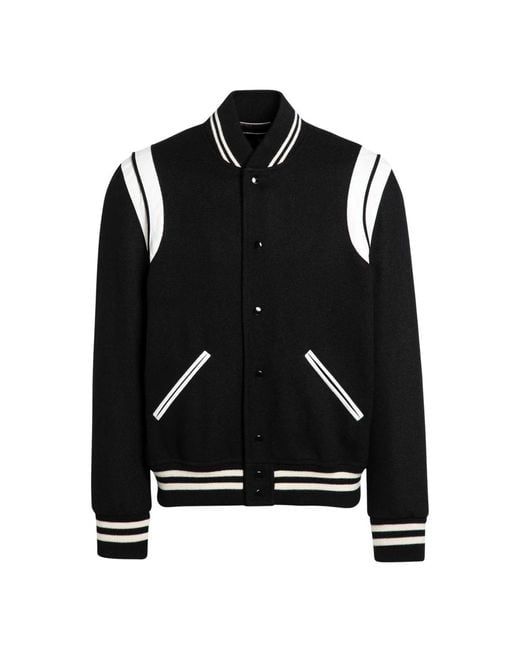 Saint Laurent Wool Bomber Jacket in het Black voor heren