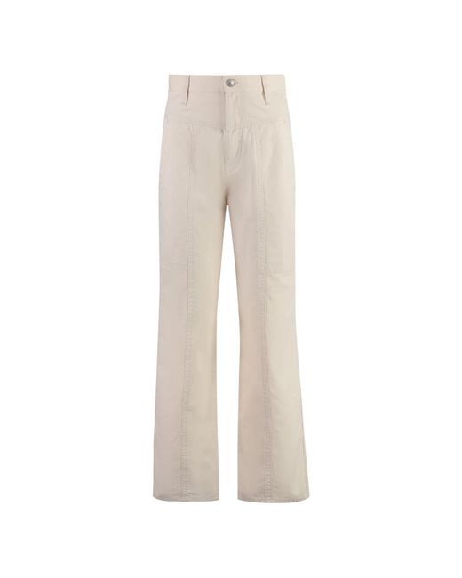 Isabel Marant Katoenen Broek Met Riemlussen En Wijde Pijpen in het Natural