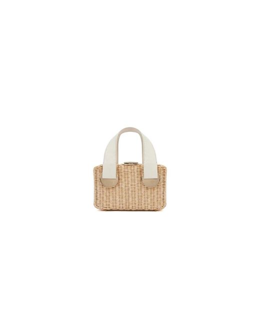 Rodo Laurelle Wicker Mini Bag in het White