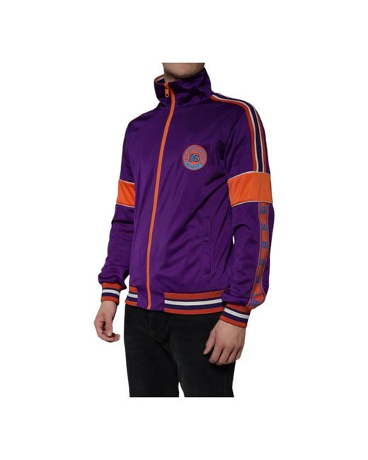 Dolce & Gabbana Hoodies & Sweatvesten ,Paars ,Polyester Full Zip Sweater in het Purple voor heren
