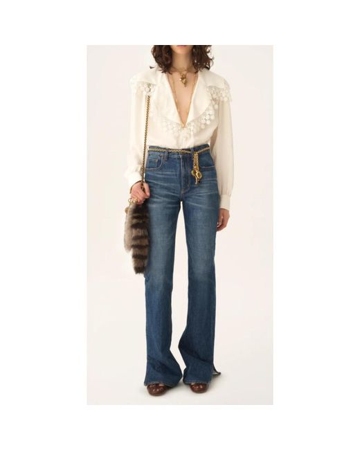 Chloé Overhemden ,Katoen Maxi-Kraag Blouse in het White