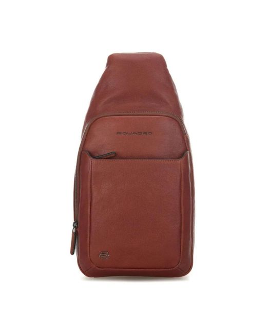 Piquadro Braune Leder Umhängetasche Männer in Red für Herren