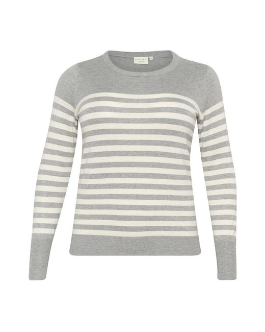 Kaffe Gray Gestreifter strickpullover grau melange/taubengrau