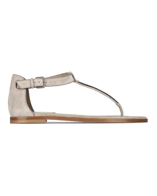Brunello Cucinelli Metallic Flat Sandals