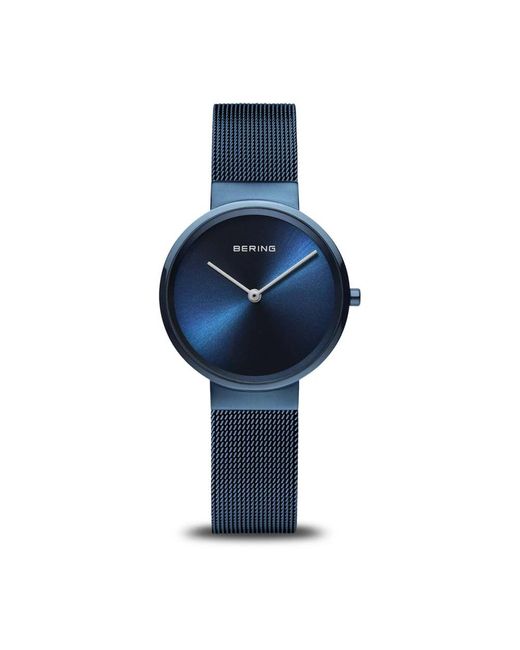 Bering Blue Classic armbanduhr elegantes blau poliert/gebürstet mit saphirglas 14531-397