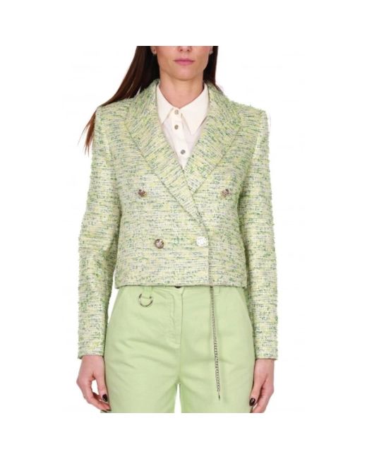 Liu Jo Green Kurzer tweed-blazer, grün