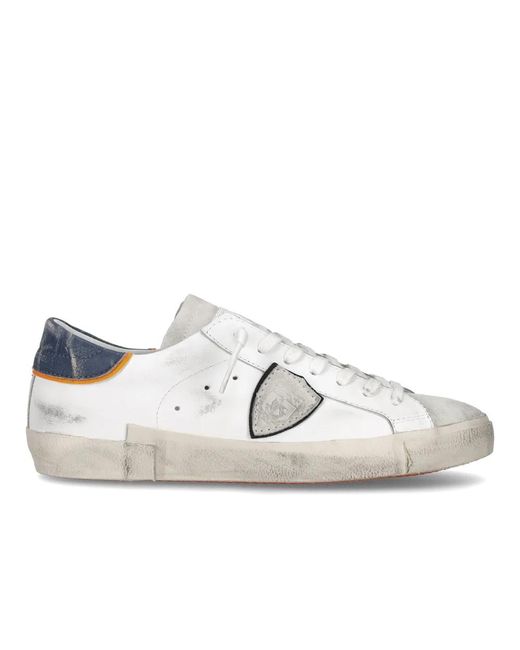 Sneaker in pelle vintage con punta in camoscio di Philippe Model in White da Uomo