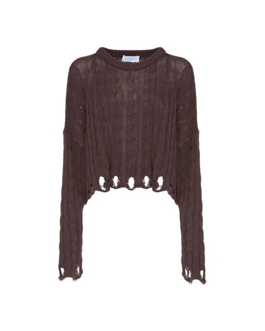 Soallure Brown Round-Neck Knitwear