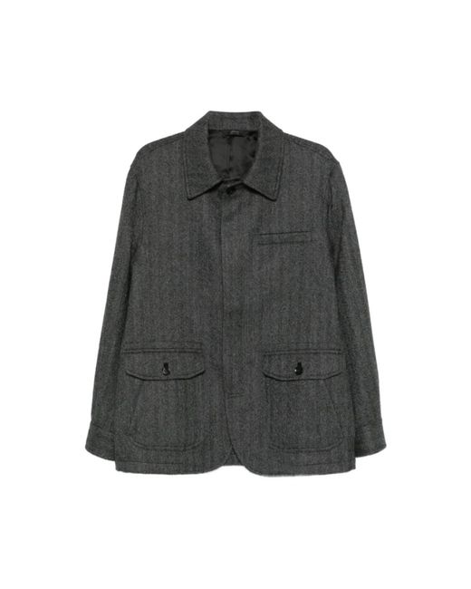 Brioni Herringbone Flap-Pocket Jacket in het Gray voor heren
