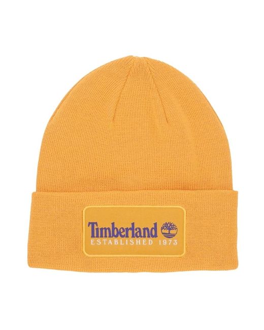 Timberland Accessoires ,Geel ,Polyester Vintage Beanie Dark Cheddar Muts in het Yellow voor heren