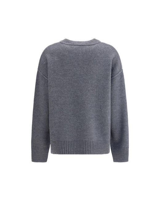 AMI Gray Round-Neck Knitwear