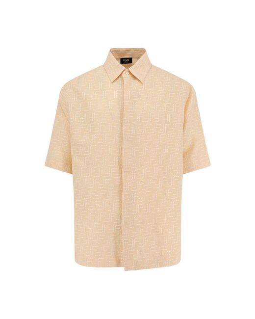 Fendi Short Sleeve Shirts in het Natural voor heren