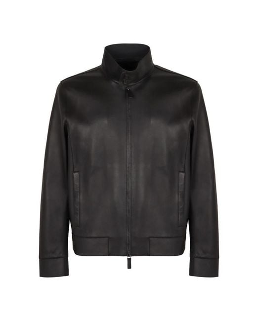 Emporio Armani Men's Black Leather Jackets