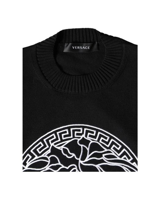 Versace Black Round-Neck Knitwear for men
