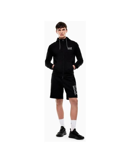 EA7 Black Zip-Throughs for men