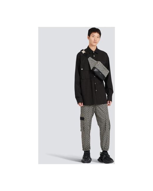 Balmain Gray Cropped Trousers for men