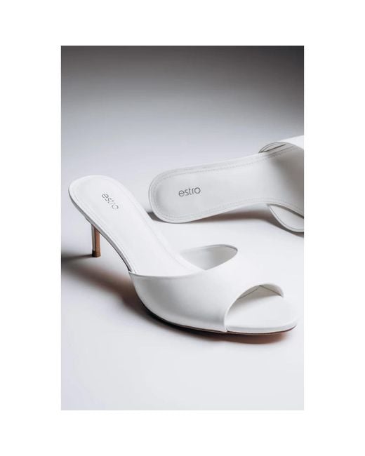 ESTRO White Heeled Mules