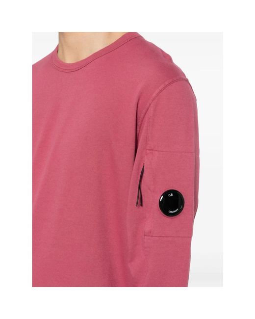 C P Company Roter leichter fleece rundhalspullover in Pink für Herren