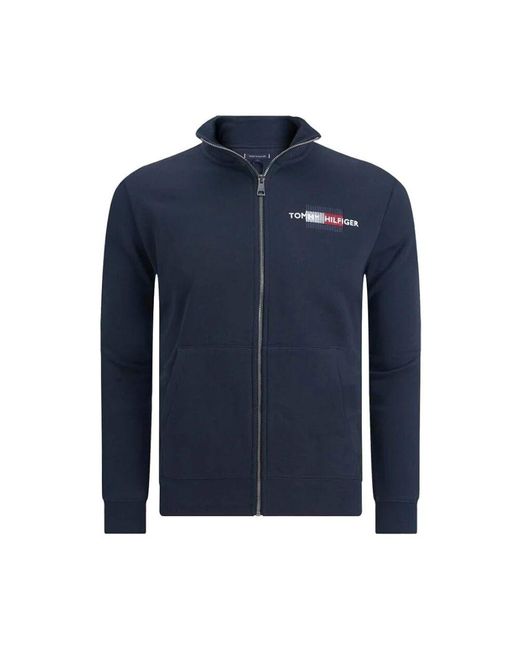 Tommy Hilfiger Blauer regenerativer baumwollpullover reißverschluss in Blue für Herren