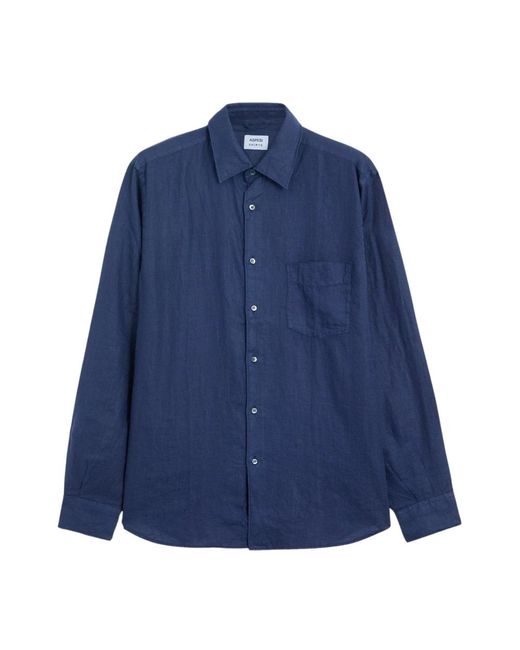 Aspesi Overhemden ,Blauw ,Linnen Linnen Overhemd Met Zak in het Blue voor heren