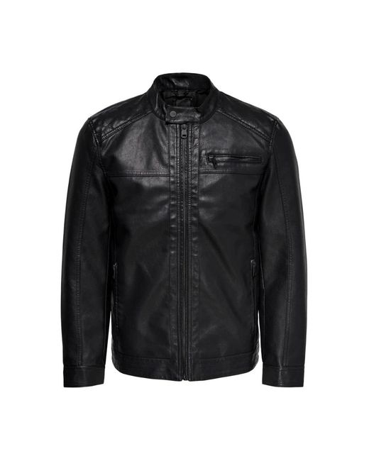 Only & Sons Black Leather Jackets for men