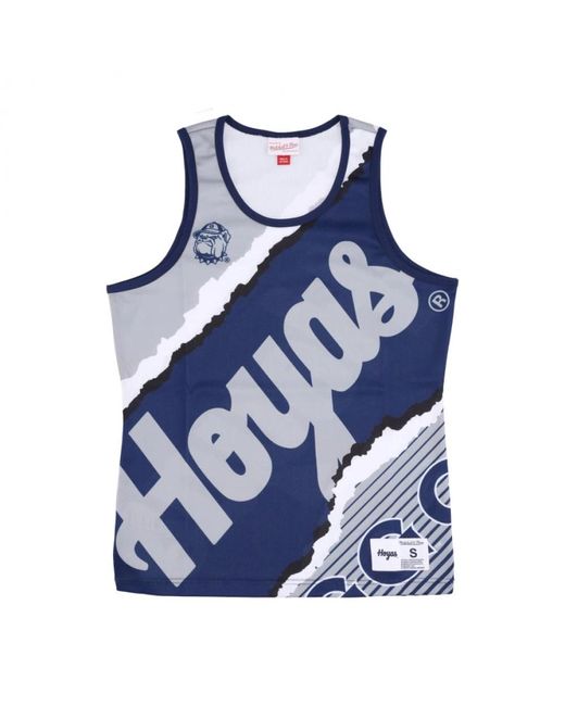 Mitchell & Ness Fitness ,Grijs ,Basketball Tank Top Jumbotron 2.0 Mesh Tank Geohoy in het Blue voor heren
