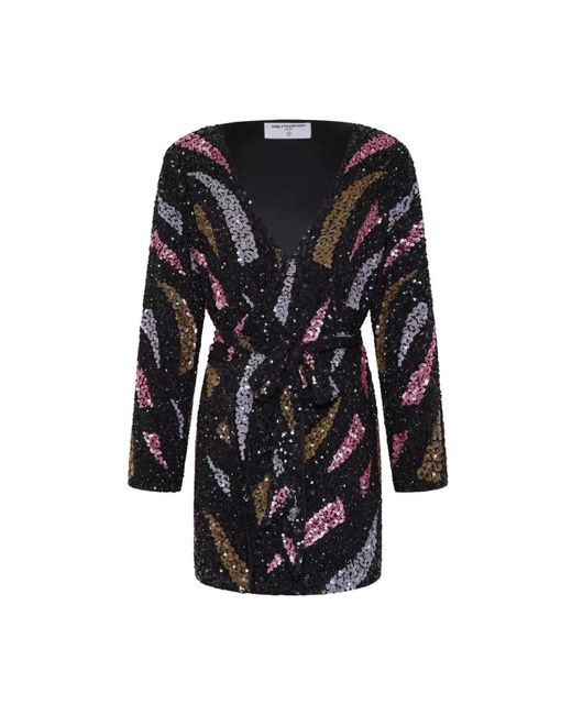 One Teaspoon Kleedjes ,Zwart ,Katoen Paillet Wrap Mini Jurk Delusion in het Black