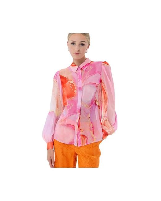 Camicia stampata dipinta primavera estate di Fracomina in Pink