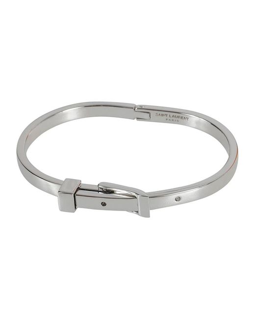 Saint Laurent Accessoires ,Grijs ,Belt Bracelet V2 in het Metallic voor heren