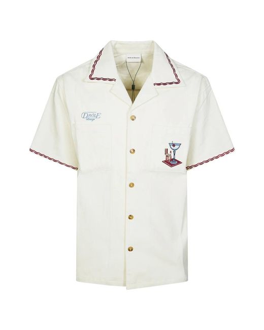 Drole de Monsieur White Short Sleeve Shirts for men