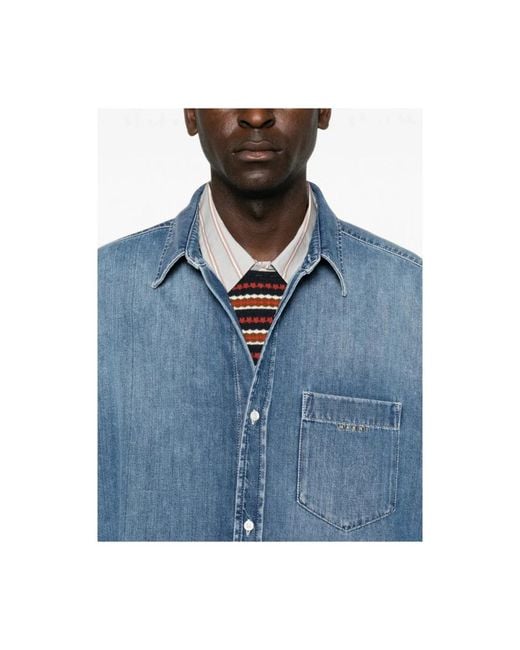 Marni Blue Denim Shirts for men
