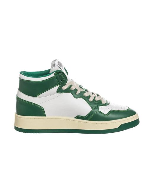 Autry Grün weiße leder mid-top sneakers in Green für Herren
